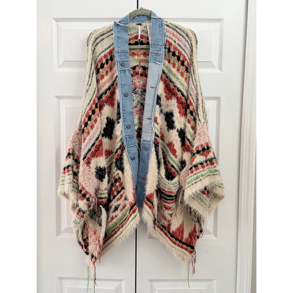 Awesome Free People Running Wild Poncho Cardigan Medium Large New - Picture 7 of 11